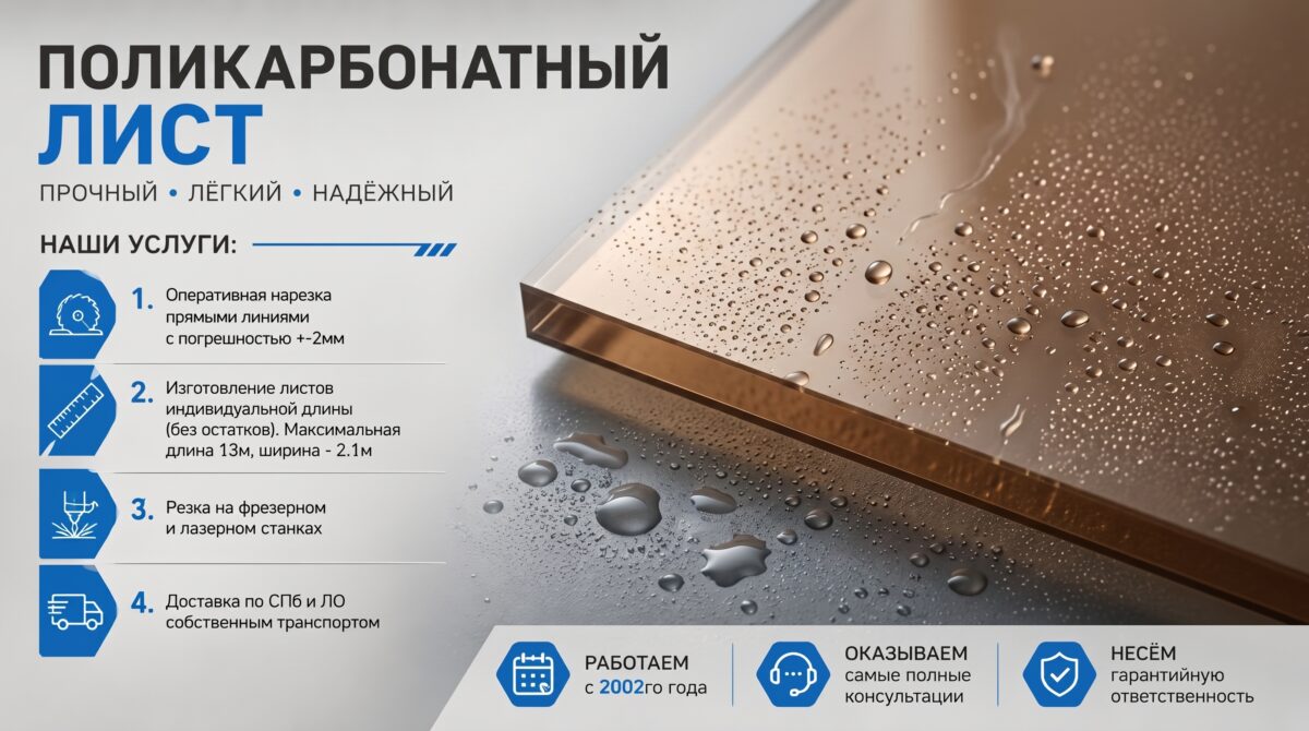 Поликарбонат монолитный 3 мм КИВИ белый 2050*3050мм
