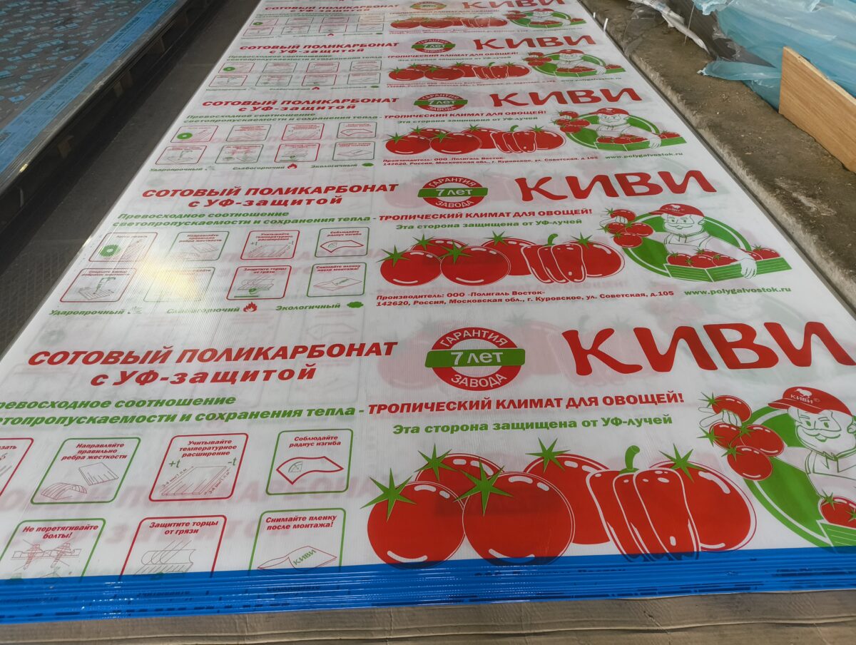 Сотовый поликарбонат 5,7 прозрачный КИВИ 2100*12000
